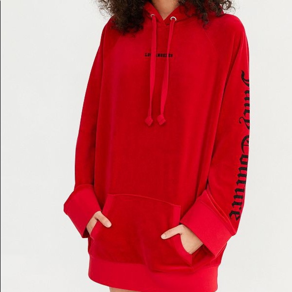 Red Velour Juicy Couture Oversized Hoodie